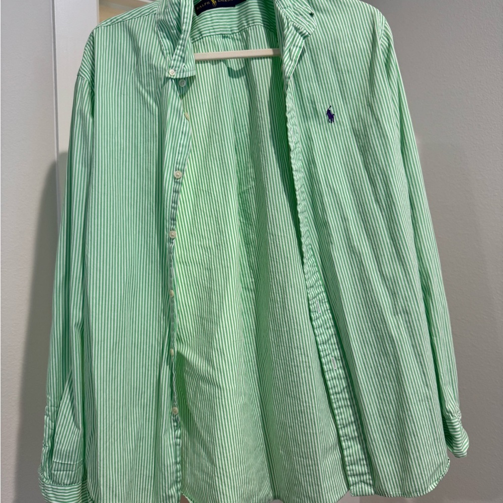 Green Striped Men's Shirt